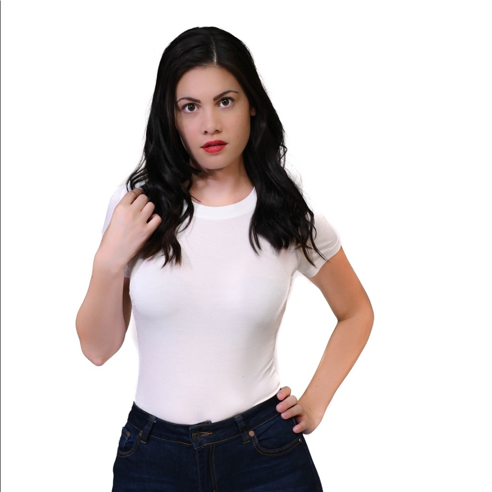 🤩SALE White Shirt Sleeve Bodysuit